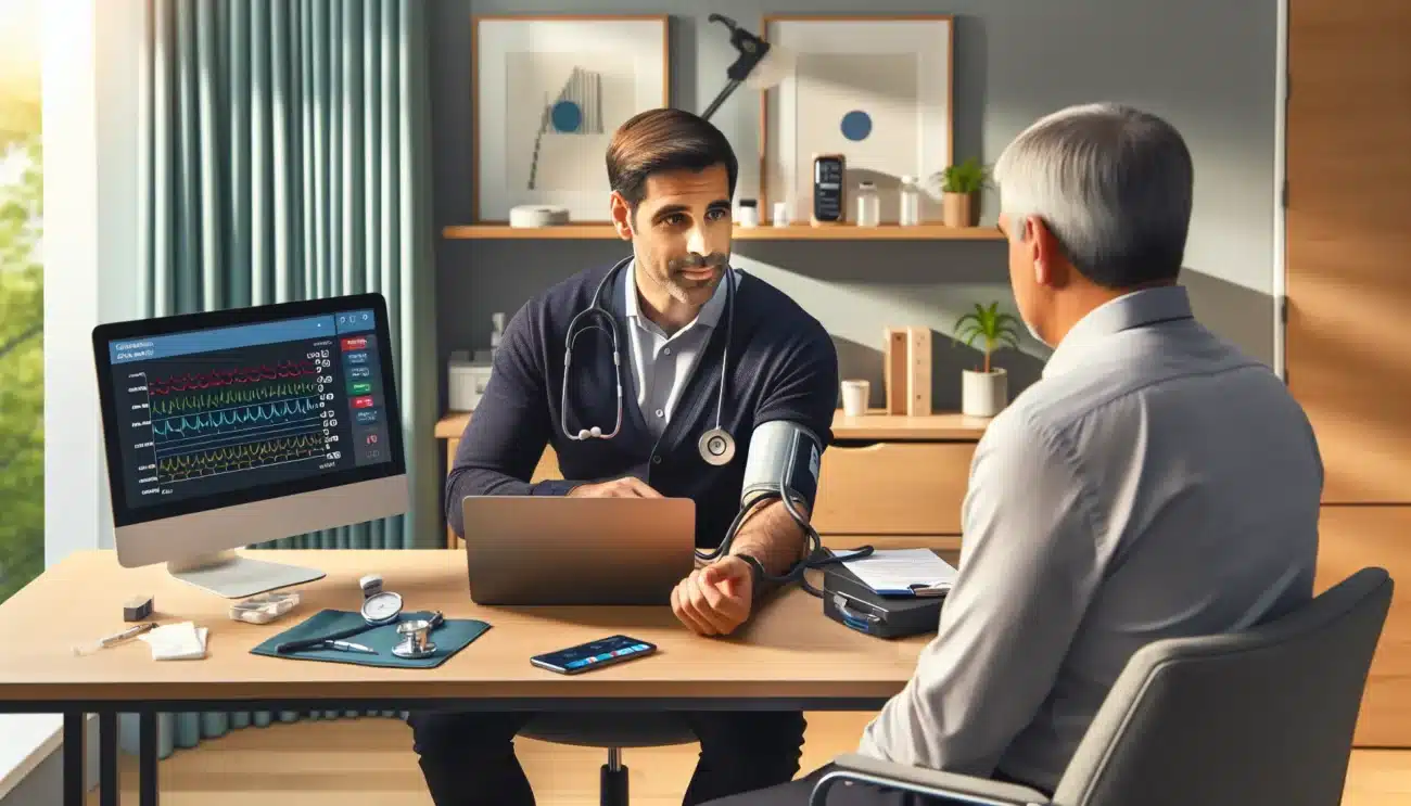 Norwegian gp checks patient s blood pressure and reviews preventive health plan