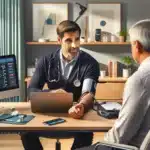 Norwegian gp checks patient s blood pressure and reviews preventive health plan