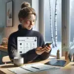 Norwegian woman uses helsenorge app at home to manage health tasks