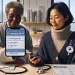 Patient comparing gp options on helsenorge during consultation in a norwegian clinic