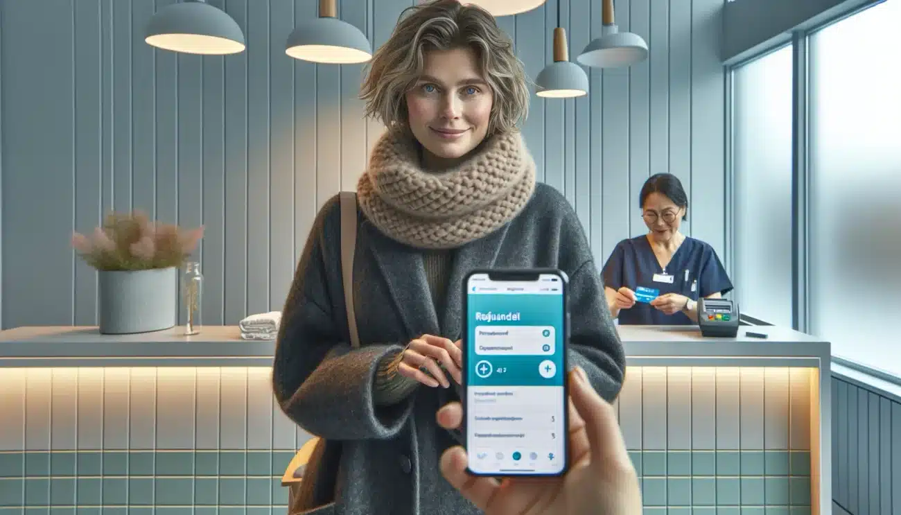 Patient shows helsenorge exemption card at norwegian clinic copay reduced to zero